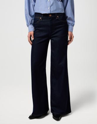 Wrangler Schlagjeans WRANGLER W-CANYO, Damen, Gr. 29, L&auml;nge 32, denim lines, Denim/Jeans, Obermaterial: 56% Baumwolle, 25% Polyester, 13% Lyocell, 5% Elastomul