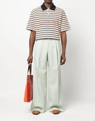 Lanvin Logo Geborduurde Gestreepte Poloshirt