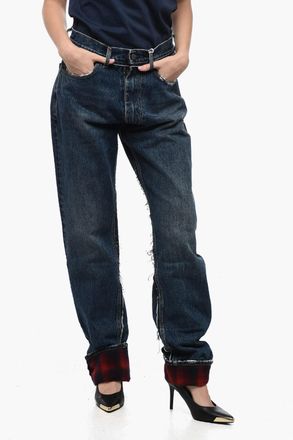 Maison Margiela MM8 PENDLETON High-Waist Jeans with Wool Hem Maison Margiela