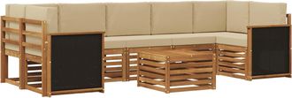vidaXL Conjunto De Sof&aacute;s De Exterior 8 Uds. Natural Y Beige Vidaxl