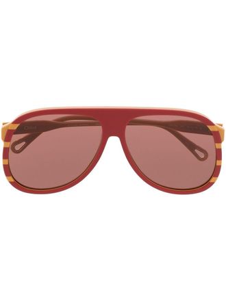 Chlo&eacute; Dannie pilot-frame sunglasses - women - Bio Acetate - One Size - Red