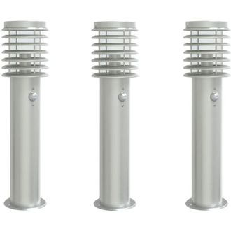vidaXL L&aacute;mparas De Suelo De Exterior Con Sensor 3 Uds Acero Inox 60 Cm Vidaxl
