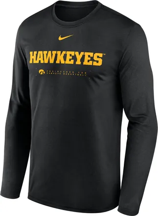 Nike Iowa Courtside Basketball Shootaround Legend Nike Mens Dri-FIT College Long-Sleeve T-Shirt in Black | 02TJ00AIA-NK9