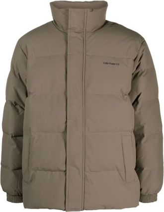 Carhartt Work in Progress Gewatteerde winterjas met logo-opdruk - Heren - Winterjassen - Groen - M - Jassen