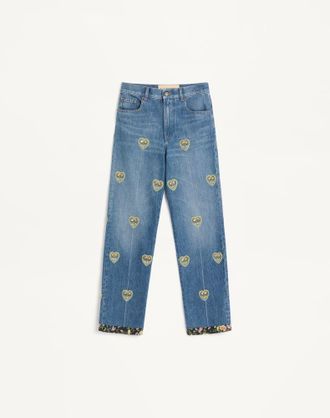 Valentino Embroidered Denim Trousers Wo
