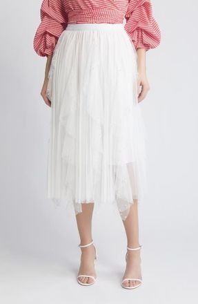 Nikki Lund Wendy Beaded Tulle Skirt in White at Nordstrom, Size X-Small