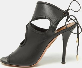 Aquazzura Black Leather Sexy Thing Sandals