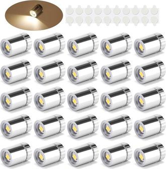 OEM 20 Mini Focos Led Inal&aacute;mbricos - Activados Por Bater&iacute;a - Luz Blanca C&aacute;lida - Para Arte, Joyer&iacute;a, Vitrinas, Maquetas Y Decoraci&oacute;n