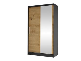 Mirjan24 Mobilier1 - Armario Closico 164, Negro + Roble Artisan, 200x100x58cm, Puertas De Armario: Correderas, N&uacute;mero De Estantes: 0