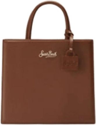 Saint Barth Tassen, Dames, Bruin, ONE Size, Leer, Midi Leren Shopper