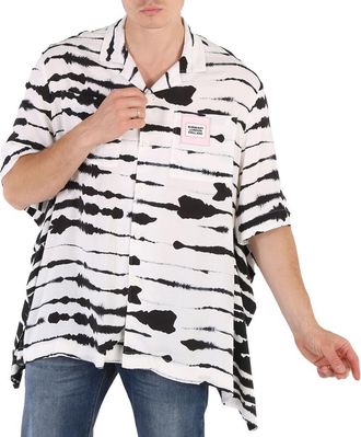 Burberry Cape Detail Short-sleeve Watercolour Print Twill Shirt, Size XX-Small
