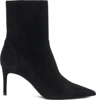 Stuart Weitzman 75 mm Stuart Power laarzen met puntige neus en ritsdetail - Zwart