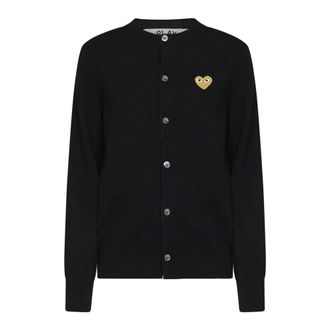 Comme Des Gar&ccedil;ons Cardigans, female, Blue, Size: XS Gold Heart Cardigan