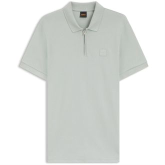 HUGO BOSS Mens Zip Polo in Silver - Size X-Large