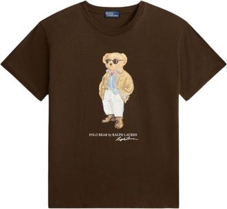 Polo Ralph Lauren T-shirt met ronde hals en berenprint - Dames - T-shirts - Bruin - L - Katoen - Tops