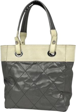 Chanel Pre-owned Canvas Tote Bag - Dames - Vintage Shopper - Grijs - ONE Size - Vintage