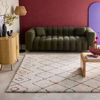 Sweeek Alfombra interior estilo shaggy bereber crema y multicolor