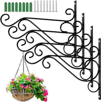 OEM Juego De 4 Soportes Met&aacute;licos De Pared Para Colgar Plantas, 25 X 22,4 Cm, Ideales Para Comederos De P&aacute;jaros, Campanillas De Viento Y Macetas