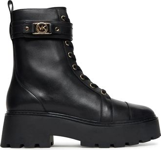 Michael Kors Veterschoen Combat Bootie - Dames - Veterlaarzen - Zwart - 37 1/2 EU - Leer - Schoenen