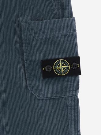 Stone Island Boys Kids Stretch Velvet Trousers Blue Cotton