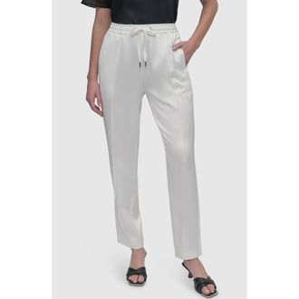 DKNY Side Stripe Track Pants in Ivory at Nordstrom, Size X-Small