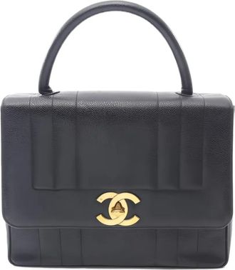 Chanel 1994-1996 Mademoiselle caviar-leather handbag - Black