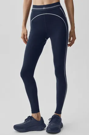 Alo | Airbrush High-Waist Heart Throb Legging in Navy/White, Size: Medium