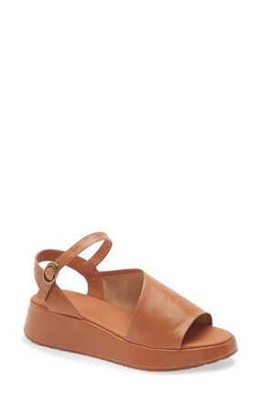 Chocolat Blu Etta Platform Wedge Sandal in Camel Leather at Nordstrom, Size 8.5