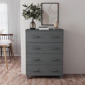 vidaXL Vidaxl - Aparador Hamar Madera Maciza De Pino Gris Oscuro 79x40x103,5 Cm