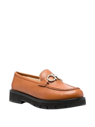 Ferragamo Womens Rolo Shearling-Lined Loafers In Brown