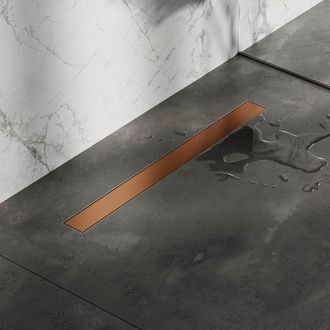 Marcel Breuer Douchegoot - 80x7.5cm - vloerflens - tegelinlegrooster omkeerbaar - RVS - geborsteld koper