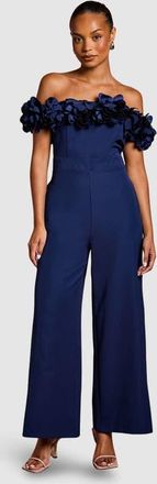 Coast Petite 3D Flower Bardot Jumpsuit in Navy at Nordstrom, Size 8P