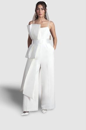 Coast Strapless Bow Wide Leg Jumpsuit in Ivory at Nordstrom, Size 10