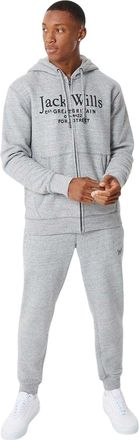 Jack Wills Heren Pinebrook hoodie met print en doorlopende ritssluiting (Grijze Mergel)