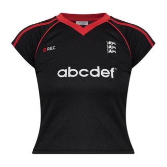 VETEMENTS T-Shirts, female, Black, Size: XS Alphabet Football Jersey T-shirt