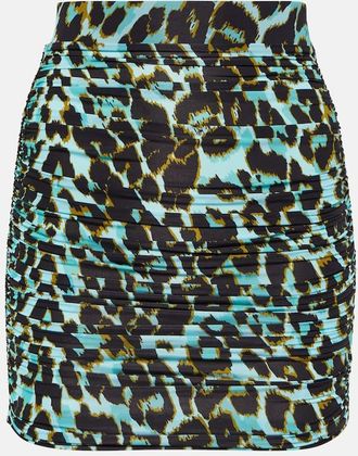 Alex Perry Kiran ruched leopard-print miniskirt