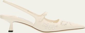 Jimmy Choo London Didi 45 Leather Embroidered Slingback Pumps