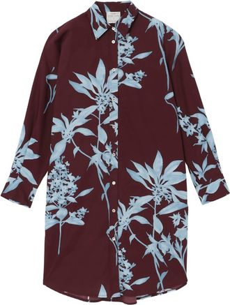 Forte_Forte Womens Shirtdress In Poplin With Herbarium Print In Choco