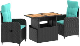 vidaXL Juego De Comedor Para Exteriores 3 Uds. Rat&aacute;n Sint&eacute;tico Vidaxl