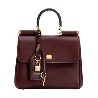 Dolce & Gabbana Leather Top Handle Bag with Padlock Detail - female - Dolce & Gabbana - Handbags - Red - ONE SIZE - Bags