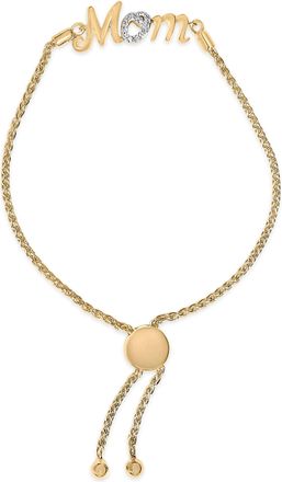 House of Brilliance Gold Vermeil Diamond Accent MOM Lariat Bolo Bracelet