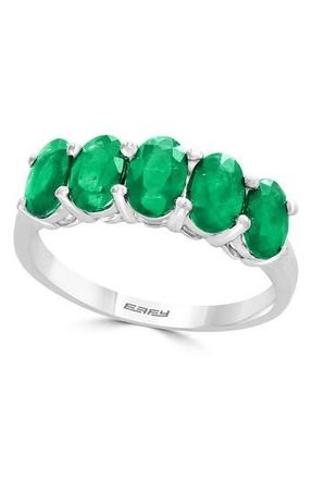 Effy Sterling Silver Natural Oval Cut Emerald Ring in Green at Nordstrom Rack, Size 6