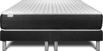 VITALIT Vitalit - Base Tapizada Negro + Colch&oacute;n Con Muelles Ensacados 2x100x200