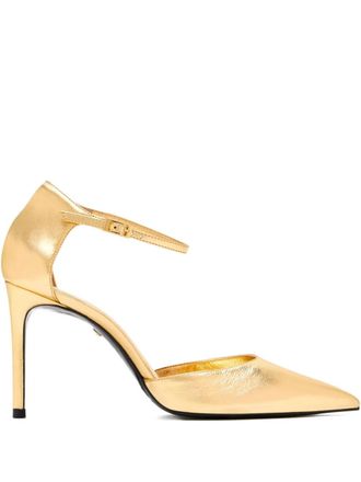 Schutz 90mm metallic-leather ankle-strap pumps - Gold