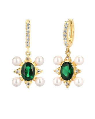 Gabi Rielle 14K Over Silver Pearl Cz Star Earrings