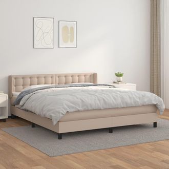 vidaXL Cama Box Spring Con Colch&oacute;n Cuero Sint&eacute;tico Capuchino 180x200cm Vidaxl