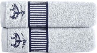 Brooks Brothers Fancy Border 2-Pack Turkish Cotton Washcloths in Silver at Nordstrom Rack