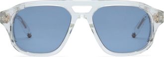 Akoni Phoenix Geometric Frame Sunglasses with Blue Tinted Lenses