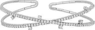 Bony Levy Audrey Diamond Crossover Flexible Open Bangle Bracelet in 18K White Gold at Nordstrom, Size Medium