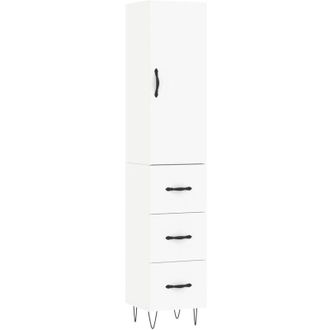 vidaXL Vidaxl - Aparador Alto Madera De Ingenier&iacute;a Blanco 34,5x34x180 Cm
